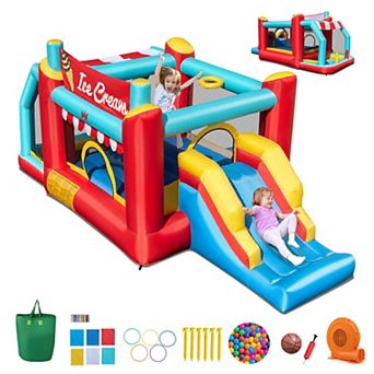 Costway Inflatable Bounce House 5-in-1 Ice Cream Jumping Castle with 520W Blower
