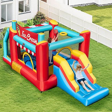 Costway Inflatable Bounce House 5-in-1 Ice Cream Jumping Castle with 520W Blower