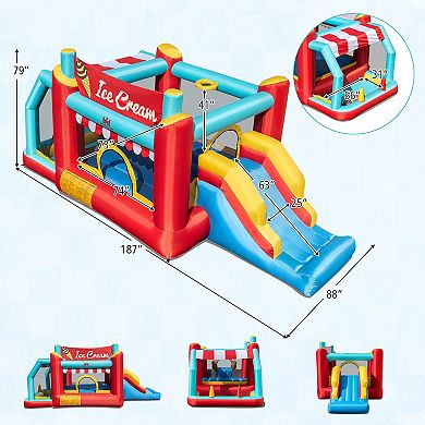 Costway Inflatable Bounce House 5-in-1 Ice Cream Jumping Castle with 520W Blower
