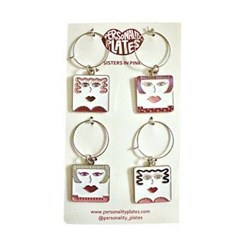 Artistic Wine Glass Charms Unique Gift Set of 4 Inspired by Personality Plates®
