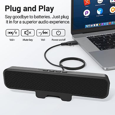Computer Speakers Desktop Monitor With Clip Sound Laptop Loud