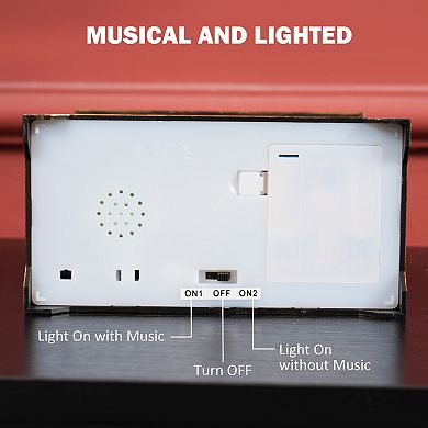 LOVMOR HOMCOM Christmas Snow Globe Lantern Lighted Musical Swirling Glitter Bronze