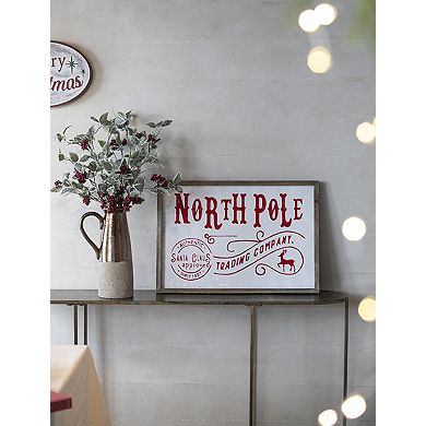 LOVMOR 26x18 Inch Iron/Wood North Pole Trading Company Christmas Wall Sign