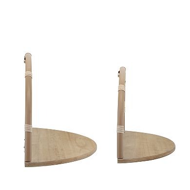 Set Of 2 Metal Arched Wall Shelves - 11" / 13" Brown Iron Flower Mounted Shelf Set - Rustic Hanging