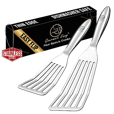 Stainless Steel Fish Spatula Set 1 Large + 1 Small Metal Spatula for Kitchen