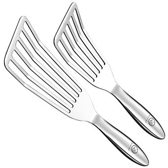 Stainless Steel Fish Spatula Set 1 Large + 1 Small Metal Spatula for Kitchen