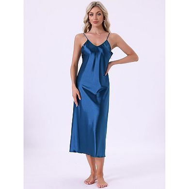 Women's Satin Robe Set 2 Pcs Nightgown Silky Soft Midi Camisole Pajama Sets Kimono Bridesmaid Robes