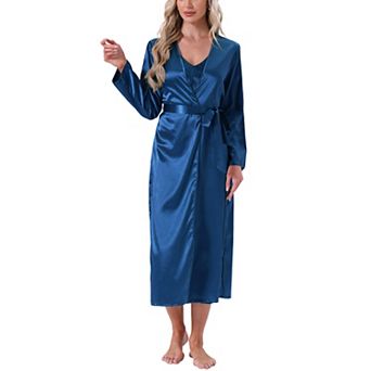 Women's Satin Robe Set 2 pc Nightgown Silky Soft Midi Camisole Pajama Sets Kimono Bridesmaid Robes