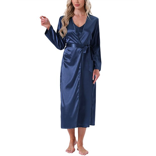 Bath Robe Ladies Nightgown And Robe Set Women's Satin Robe Set Pcs  Nightgown Silky Soft Midi Camisole Pajama Sets Kimono Bridesmaid Robes