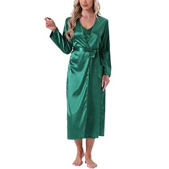 Women's Satin Robe Set 2 pc Nightgown Silky Soft Midi Camisole Pajama Sets Kimono Bridesmaid Robes