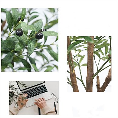 4.9ft/5.9ft Artificial Olive Tree Faux Potted with Adjustable Branches for Room or Office