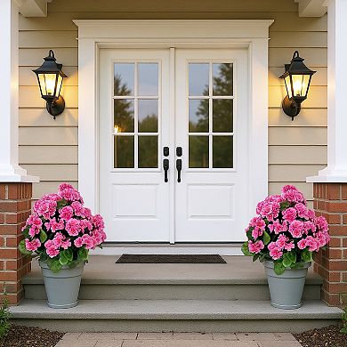 Set of 2 Artificial Lavender Begonia Ball Trees 23in UV Resistant Faux Shrub Bush