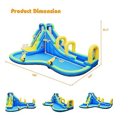 Costway Inflatable Water Slide Kids Bounce House Castle Splash Pool Without Blower