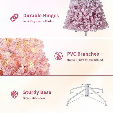 Pink Frosted Christmas Tree 100-800 Warm White LEDs Metal Stand All Sizes