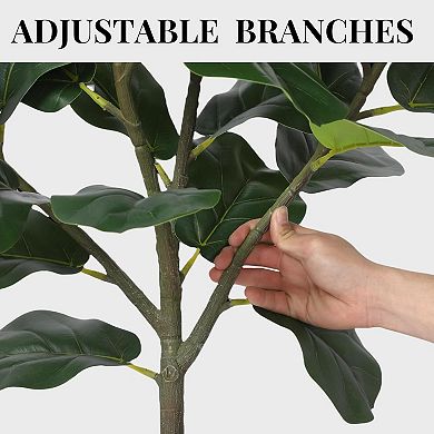 Artificial Fiddle Leaf Fig Tree Faux Ficus Lyrata 62 Leaves Indoor Outdoor