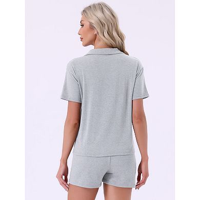 Women's Pajamas Button Down Sleepwear Short Sleeve Top with Shorts Casual Lounge Sets