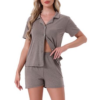 Women's Pajamas Button Down Sleepwear Short Sleeve Top with Shorts Casual Lounge Sets