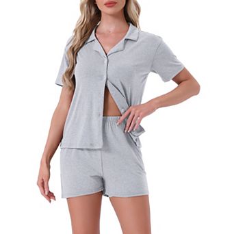 Women's Pajamas Button Down Sleepwear Short Sleeve Top with Shorts Casual Lounge Sets