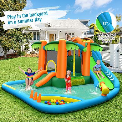 Costway Inflatable Water Slide Park Kid Bounce House Splash Pool with 780W Blower