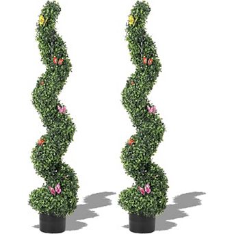 4FT Artificial Boxwood Spiral Topiary Trees for Indoor Outdoor Decor