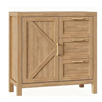 Drawer Sideboard Buffet with Adjustable Shelf & Wood Legs for Dining/Living Room