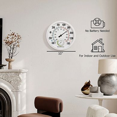 Clockswise 10" Outdoor Indoor Wall Thermometer and Hygrometer Combo Temperature & Humidity Gauge