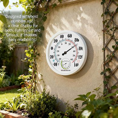 Clockswise 10" Outdoor Indoor Wall Thermometer and Hygrometer Combo Temperature & Humidity Gauge