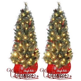 4.5FT Christmas Tree 85 Lights Pre-Lit Mini Tree 8 Modes