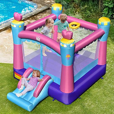 Costway Inflatable Bounce House 3-in-1 Princess Theme Inflatable Castle w/ 735W Blower