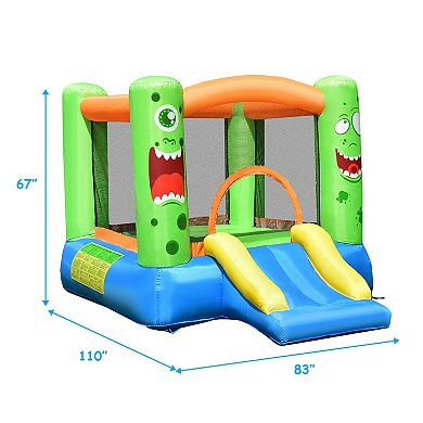 Costway Inflatable Bounce House Jumper Castle Kids Playhouse w/ Basketball Hoop & Slide