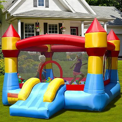 Costway Inflatable Bounce House Castle Jumper Moonwalk Playhouse Slide with 550W Blower