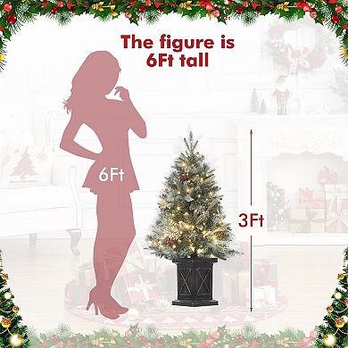 3FT Small Prelit Christmas Tree with 78 LED Lights and X Brown Base