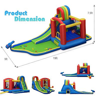 Costway Inflatable Kid Bounce House Slide Climbing Splash Pool Jumping Castle