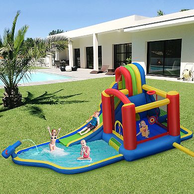 Costway Inflatable Kid Bounce House Slide Climbing Splash Pool Jumping Castle