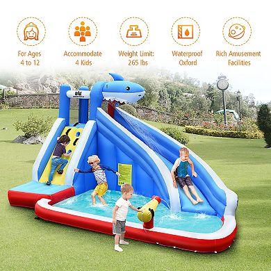 Costway Inflatable Water Slide Animal Shaped Bounce House Castle Splash Water Pool W/750W Blower
