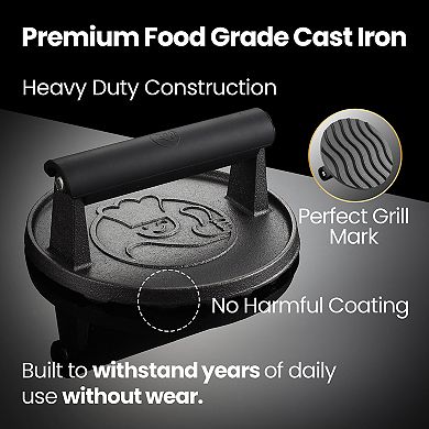Grill Press Heavy Duty Smash Burger Press for Griddle with Heat-Resistant Handle