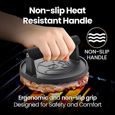 Grill Press Heavy Duty Smash Burger Press for Griddle with Heat-Resistant Handle