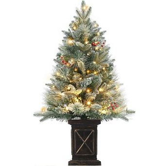 3FT Pre-Lit Xmas Christmas Tree 78 LEDs Timer Potted Base