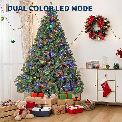 Premium Spruce Christmas Tree with LED Lights Metal Hinges Collapsible Base