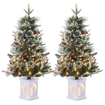 3FT Mini Christmas Tree 2 Set Pre-Lit Artificial Tree 78 Warm Lights