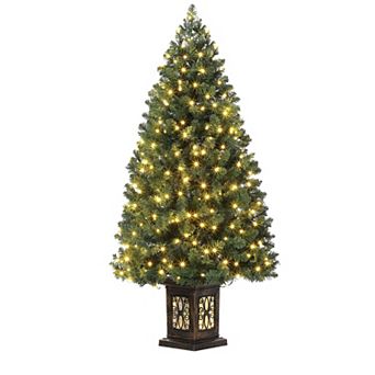 4.5FT Artificial Fiber Optic Christmas Tree Pre-Lit Antique Urn Base