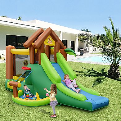 Costway Inflatable Jungle Bounce House Kids Dual Slide Jumping Castle Bouncer