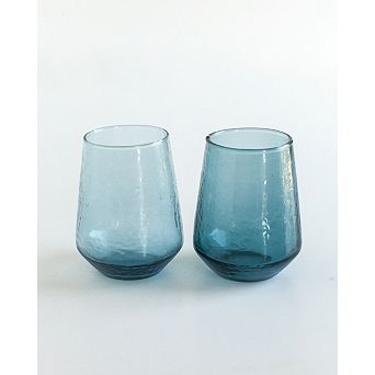 Handblown Hammered Glass Water Tumbler - Set of 4