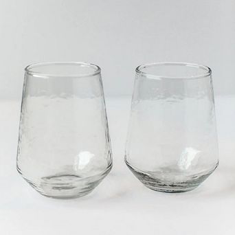 Handblown Hammered Glass Water Tumbler - Set of 4
