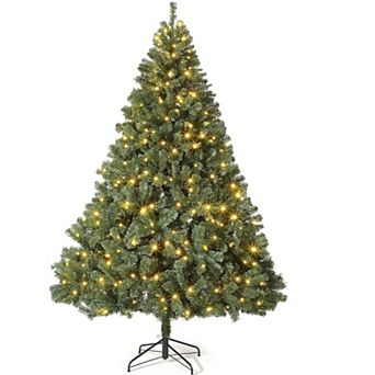 7.5FT Premium Spruce Christmas Tree with LED Lights Metal Hinges Collapsible Base