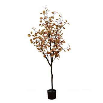 5FT Artificial Eucalyptus Tree in Pot Faux Autumn Eucalyptus Indoor Plant