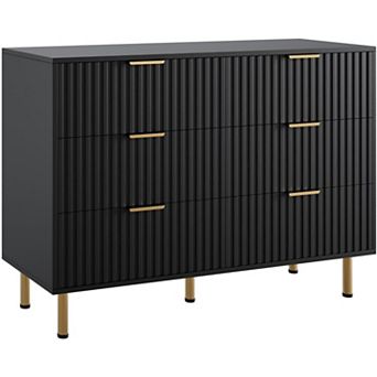 Fluted 6-Drawer Dresser with Deep Storage & Wide Top for Bedroom/Living Room