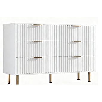 Fluted 6-Drawer Dresser with Deep Storage & Wide Top for Bedroom/Living Room