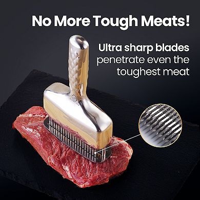 Meat Tenderizer Tool, Ultra Sharp Needle Blades 100% Stainless-Steel, Heavy-Duty