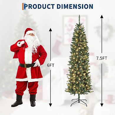 6-12FT Pencil Christmas Tree Dual-Color LED Flocked PVC for Holiday Decoration